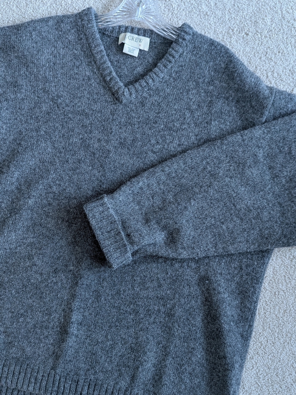 J.Crew Vintage Men's V Neck Y2K Sweater 100% Wool Gray Sz XL